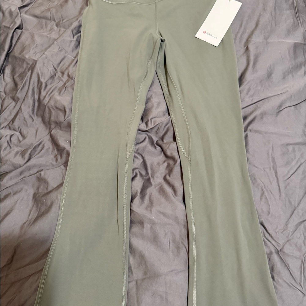 Lululemon green high rise Mini Flare Leggings